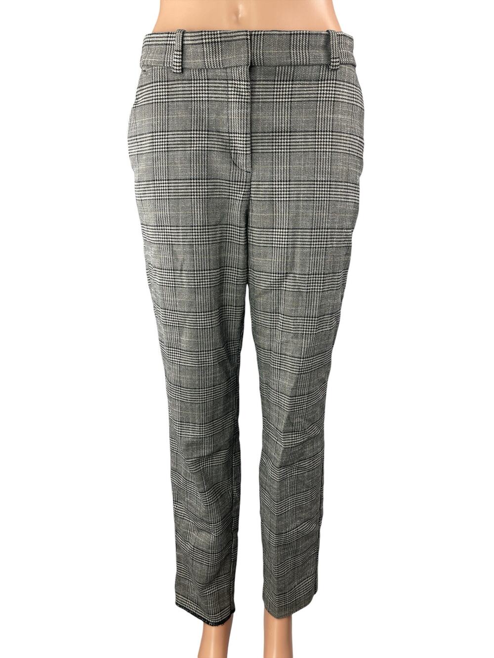 H&M Women's Gray Glen Plaid Check High Rise Skinny Trouser Dress Pants Size 8